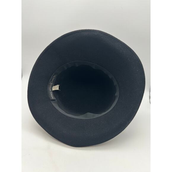 Whittall & Shon Vintage Black Wool Wide Brim Hat Velvet Burnout Scarf Set main image 10